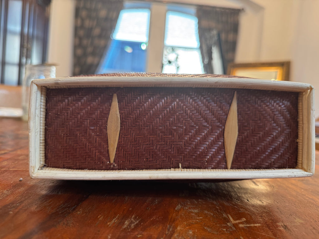 chocolate brown woven bag