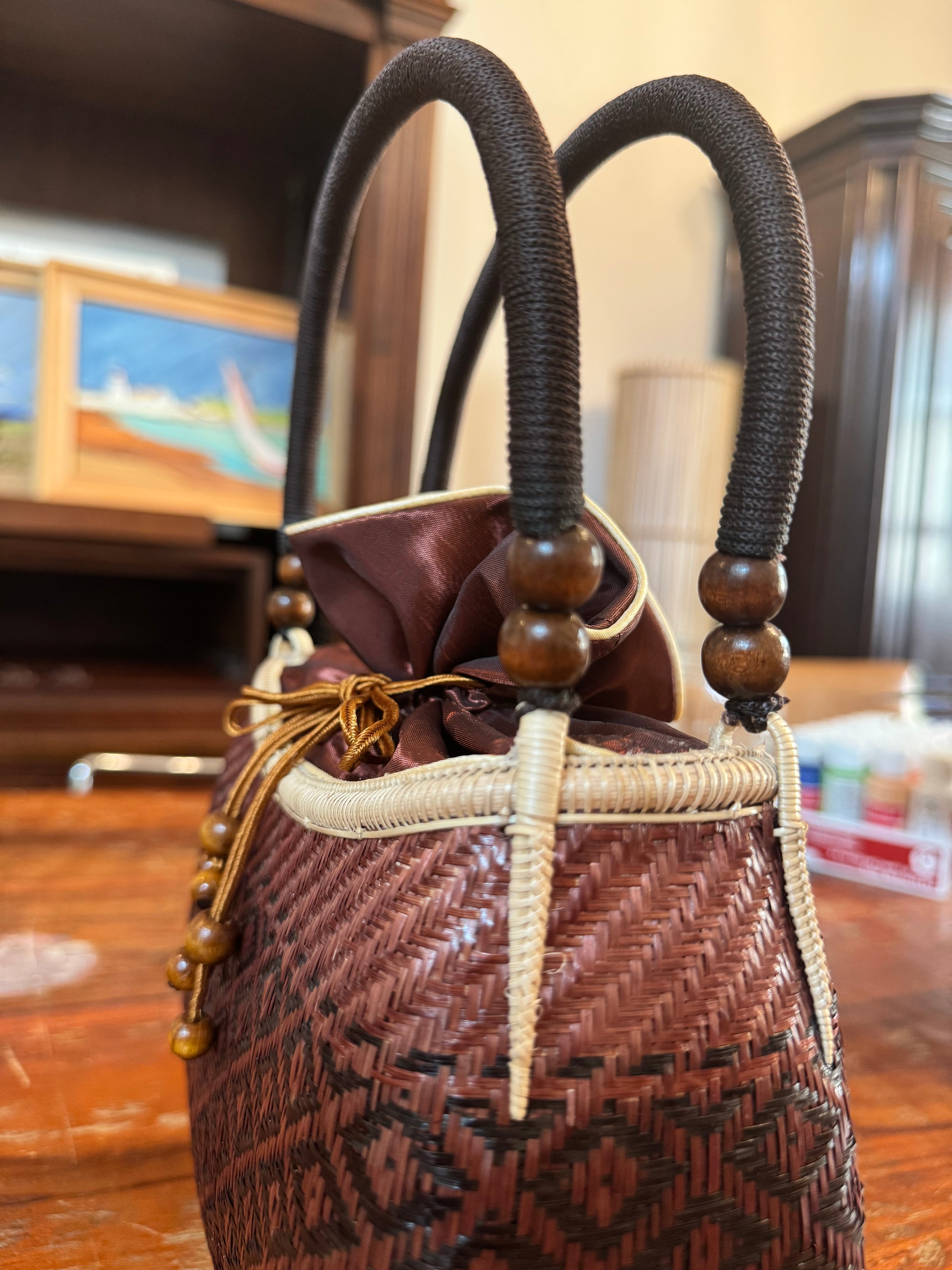 woven basket bag by thai kraft